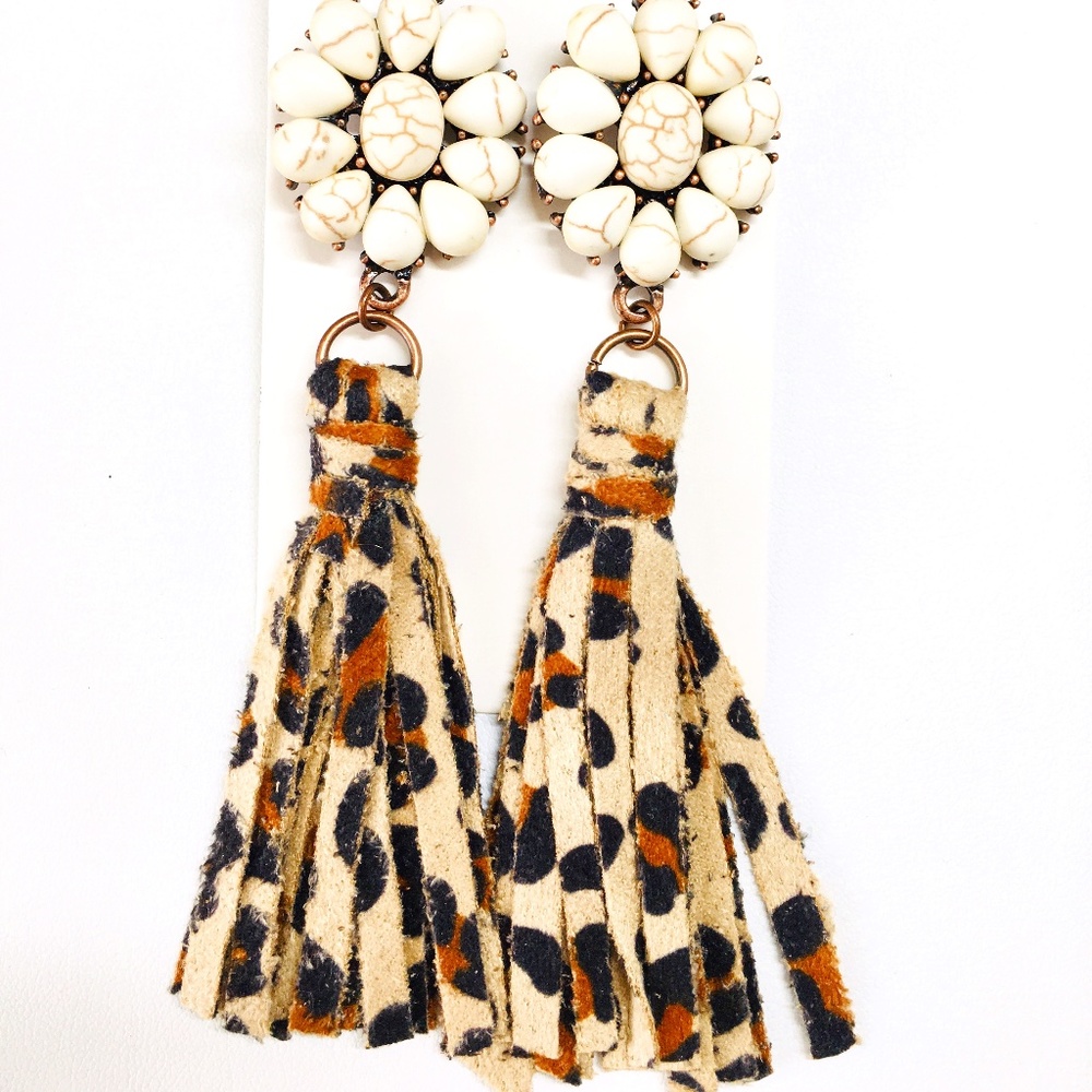New!‎ BoHo Leopard Tassel Earrings